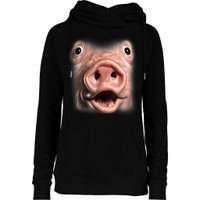 Funny Surprised Pig Face Meme Big Troll Hog Piggy Face Womens Funnel Neck Pullover Hood