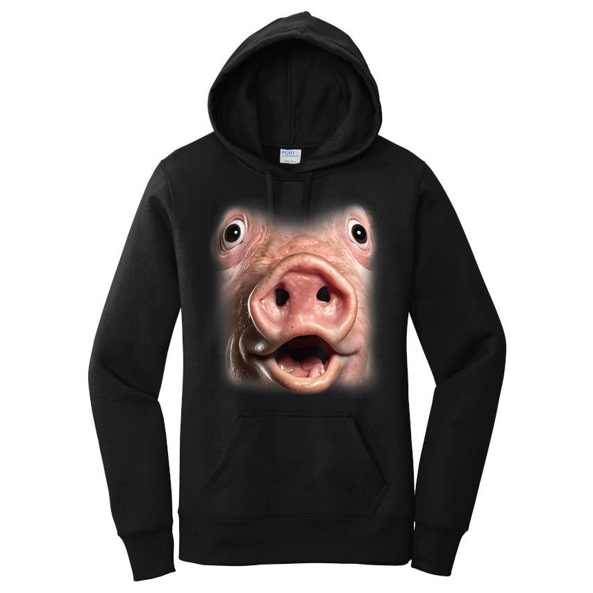 Funny Surprised Pig Face Meme Big Troll Hog Piggy Face Women's Pullover Hoodie