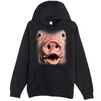 Funny Surprised Pig Face Meme Big Troll Hog Piggy Face Premium Pullover Hoodie