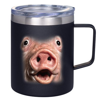 Funny Surprised Pig Face Meme Big Troll Hog Piggy Face 12oz Stainless Steel Coffee Mug