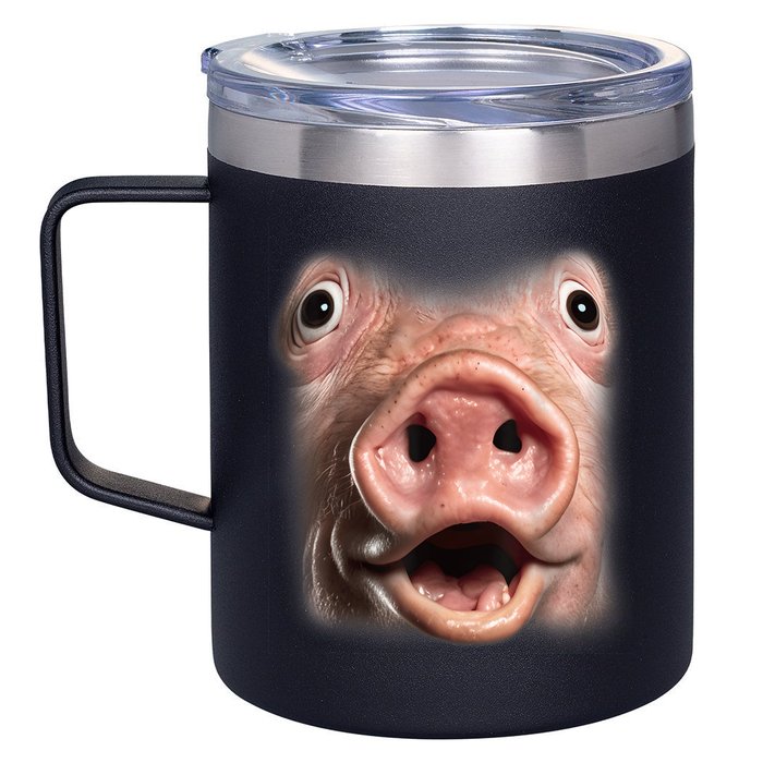 Funny Surprised Pig Face Meme Big Troll Hog Piggy Face 12oz Stainless Steel Coffee Mug