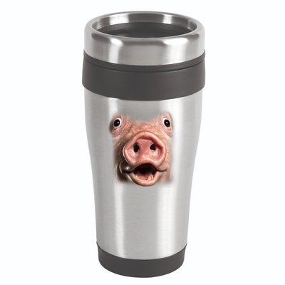 Funny Surprised Pig Face Meme Big Troll Hog Piggy Face 16oz Travel Tumbler