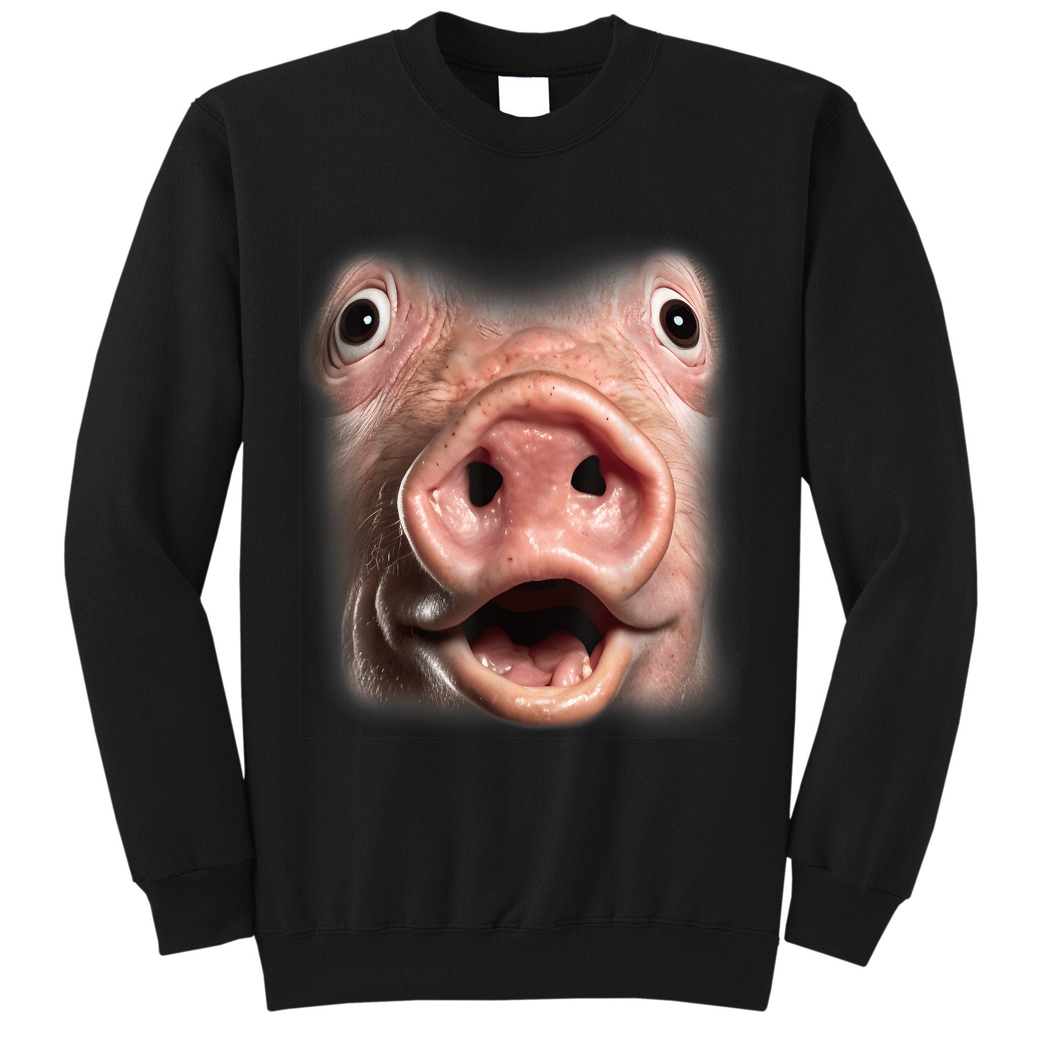 Funny Surprised Pig Face Meme Big Troll Hog Piggy Face Tall Sweatshirt