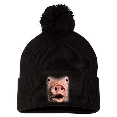 Funny Surprised Pig Face Meme Big Troll Hog Piggy Face Pom Pom 12in Knit Beanie