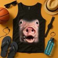 Funny Surprised Pig Face Meme Big Troll Hog Piggy Face Tank Top