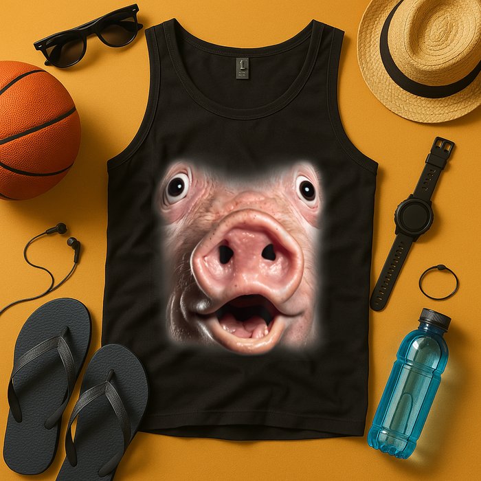 Funny Surprised Pig Face Meme Big Troll Hog Piggy Face Tank Top