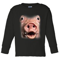 Funny Surprised Pig Face Meme Big Troll Hog Piggy Face Toddler Long Sleeve Shirt