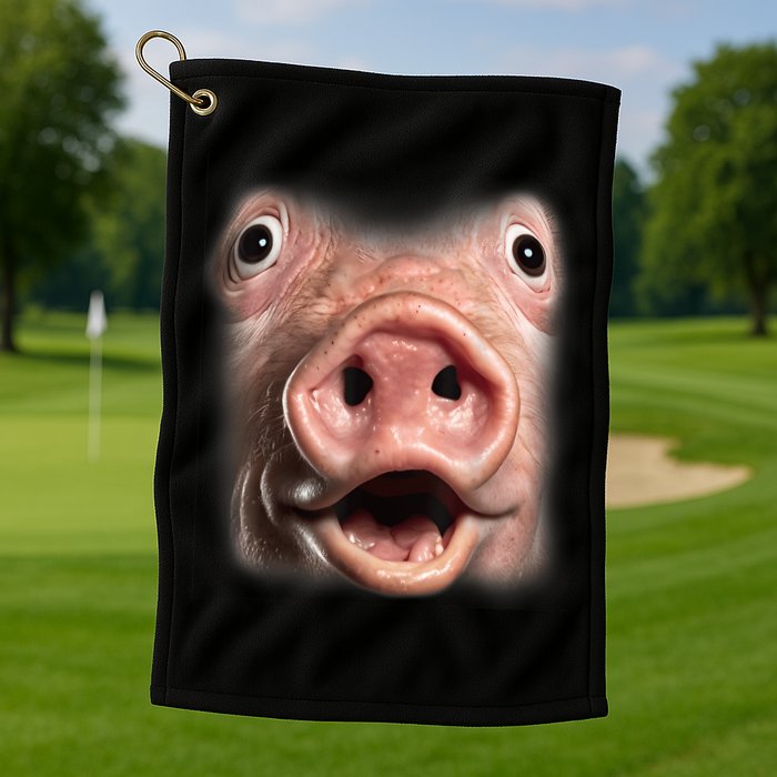 Funny Surprised Pig Face Meme Big Troll Hog Piggy Face Golf Towel