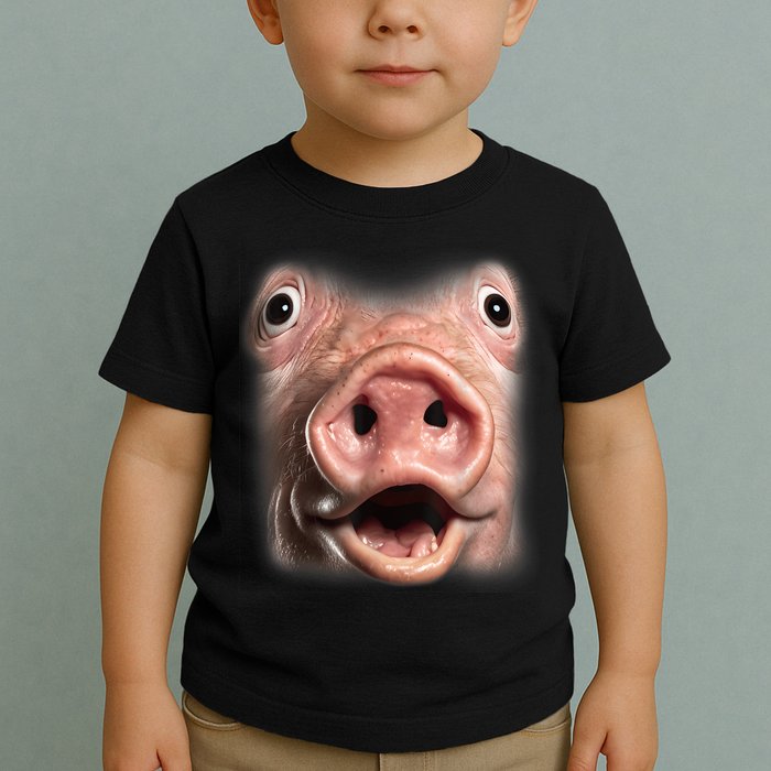 Funny Surprised Pig Face Meme Big Troll Hog Piggy Face Toddler T-Shirt