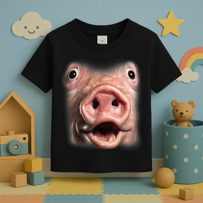 Funny Surprised Pig Face Meme Big Troll Hog Piggy Face Toddler T-Shirt