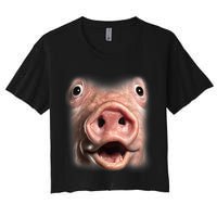 Funny Surprised Pig Face Meme Big Troll Hog Piggy Face Crop Top