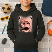 Funny Surprised Pig Face Meme Big Troll Hog Piggy Face Kids Hoodie