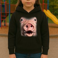 Funny Surprised Pig Face Meme Big Troll Hog Piggy Face Kids Hoodie
