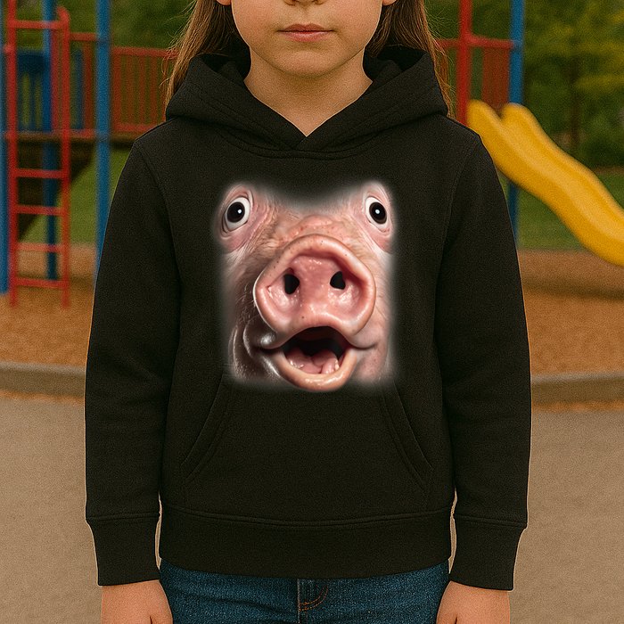 Funny Surprised Pig Face Meme Big Troll Hog Piggy Face Kids Hoodie
