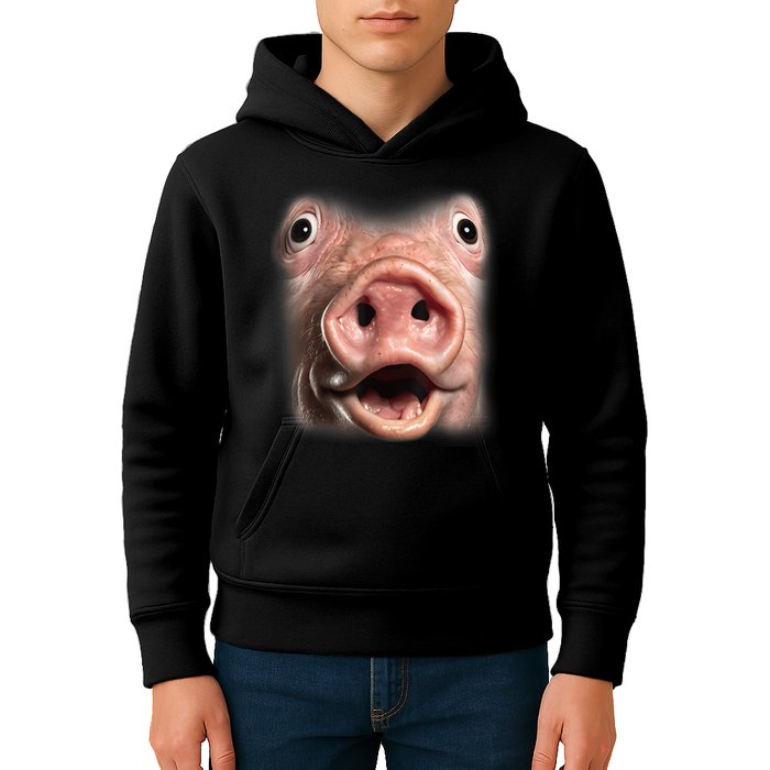 Funny Surprised Pig Face Meme Big Troll Hog Piggy Face Kids Hoodie