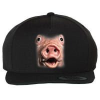 Funny Surprised Pig Face Meme Big Troll Hog Piggy Face Wool Snapback Cap