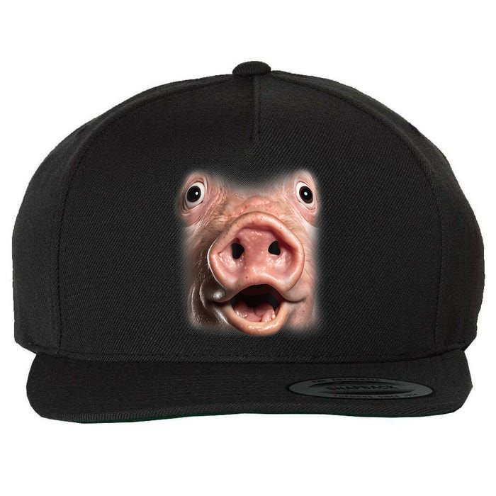 Funny Surprised Pig Face Meme Big Troll Hog Piggy Face Wool Snapback Cap