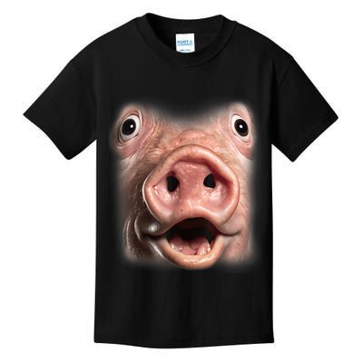 Funny Surprised Pig Face Meme Big Troll Hog Piggy Face Kids T-Shirt