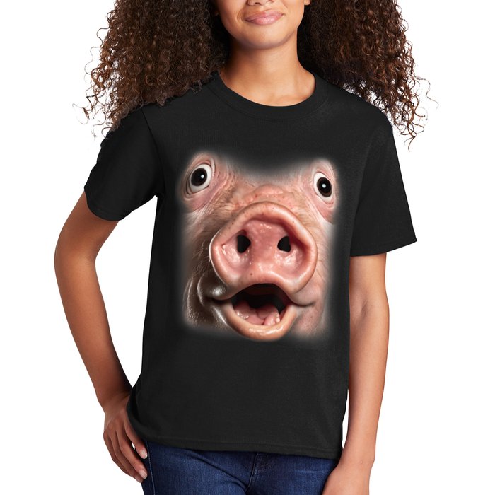 Funny Surprised Pig Face Meme Big Troll Hog Piggy Face Kids T-Shirt