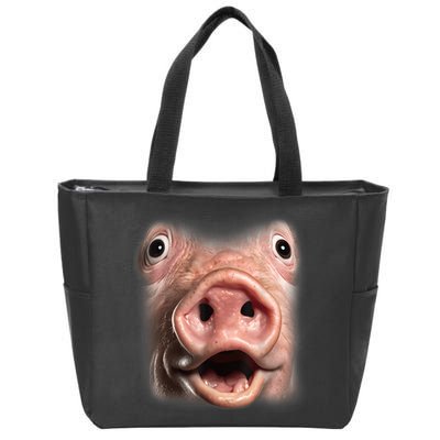 Funny Surprised Pig Face Meme Big Troll Hog Piggy Face Zip Tote Bag
