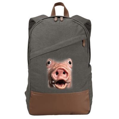 Funny Surprised Pig Face Meme Big Troll Hog Piggy Face Cotton Canvas Backpack