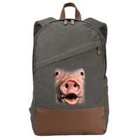 Funny Surprised Pig Face Meme Big Troll Hog Piggy Face Cotton Canvas Backpack