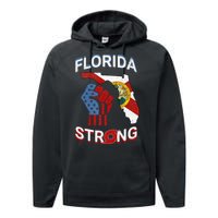 Florida Strong Pride Support Floridians Florida Flag Gift Performance Fleece Hoodie