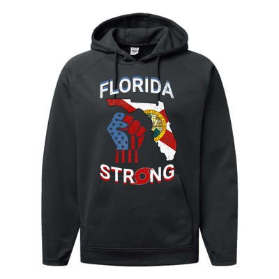 Florida Strong Pride Support Floridians Florida Flag Gift Performance Fleece Hoodie