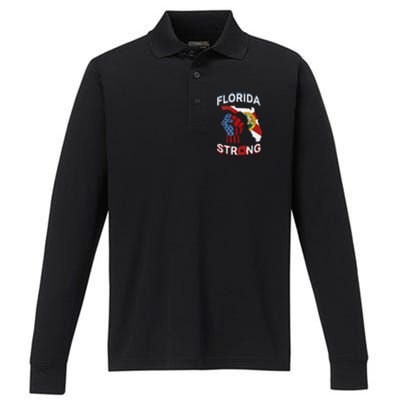 Florida Strong Pride Support Floridians Florida Flag Gift Performance Long Sleeve Polo