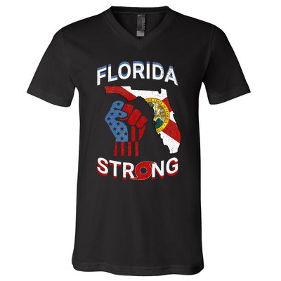 Florida Strong Pride Support Floridians Florida Flag Gift V-Neck T-Shirt