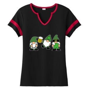 Funny St Patricks Day Drunk Gnomes Ladies Halftime Notch Neck Tee