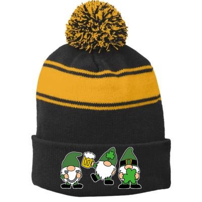 Funny St Patricks Day Drunk Gnomes Stripe Pom Pom Beanie