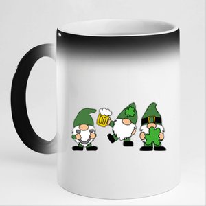 Funny St Patricks Day Drunk Gnomes 11oz Black Color Changing Mug