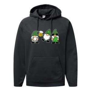 Funny St Patricks Day Drunk Gnomes Performance Fleece Hoodie