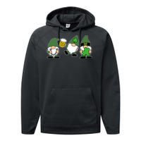 Funny St Patricks Day Drunk Gnomes Performance Fleece Hoodie