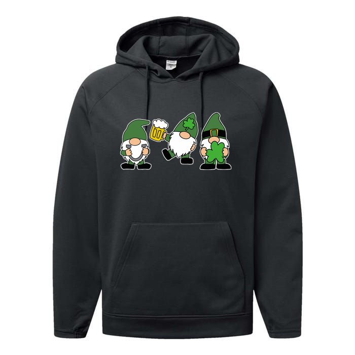 Funny St Patricks Day Drunk Gnomes Performance Fleece Hoodie