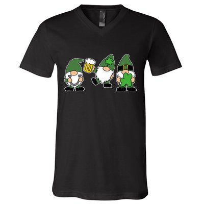 Funny St Patricks Day Drunk Gnomes V-Neck T-Shirt