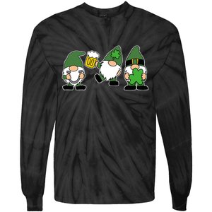 Funny St Patricks Day Drunk Gnomes Tie-Dye Long Sleeve Shirt