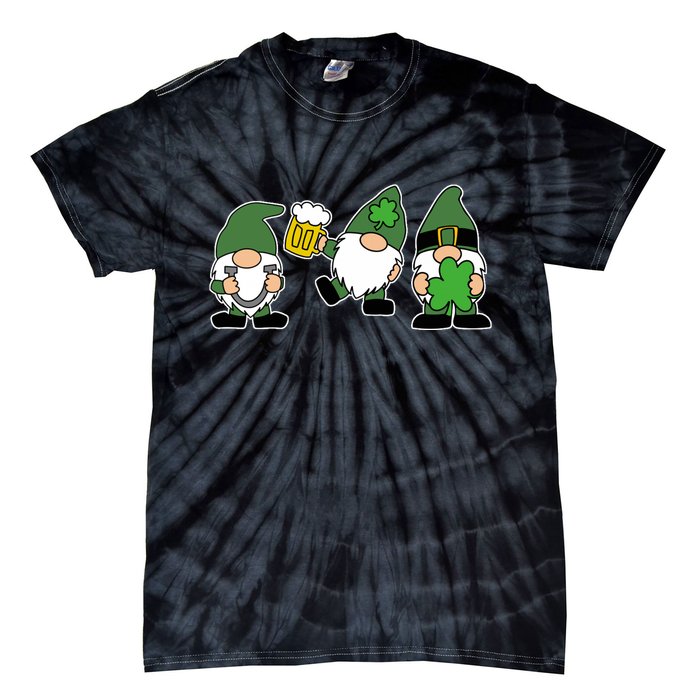 Funny St Patricks Day Drunk Gnomes Tie-Dye T-Shirt