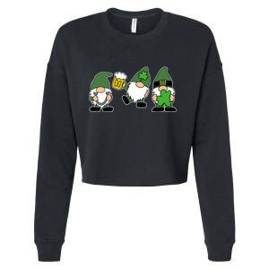 Funny St Patricks Day Drunk Gnomes Cropped Pullover Crew