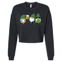 Funny St Patricks Day Drunk Gnomes Cropped Pullover Crew
