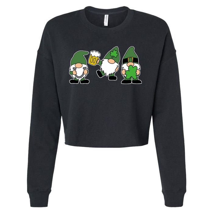 Funny St Patricks Day Drunk Gnomes Cropped Pullover Crew