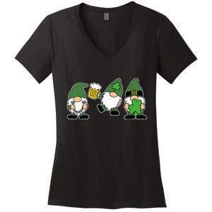 Funny St Patricks Day Drunk Gnomes Women's V-Neck T-Shirt