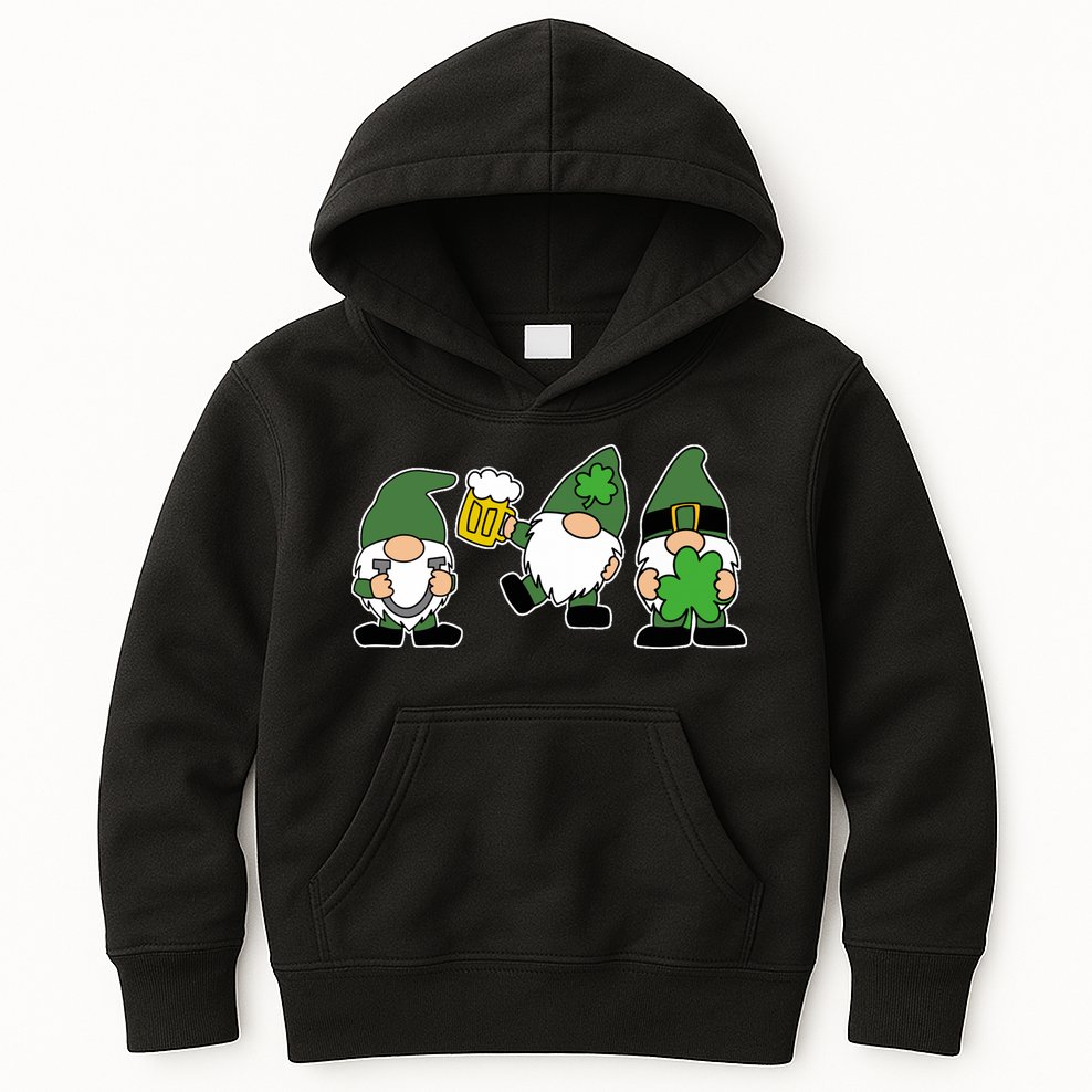 Funny St Patricks Day Drunk Gnomes Kids Hoodie