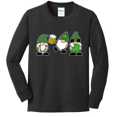 Funny St Patricks Day Drunk Gnomes Kids Long Sleeve Shirt