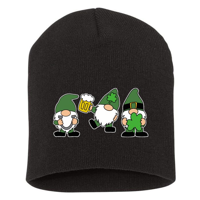 Funny St Patricks Day Drunk Gnomes Short Acrylic Beanie