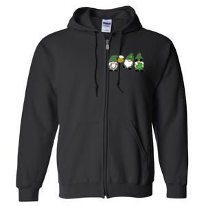 Funny St Patricks Day Drunk Gnomes Full Zip Hoodie