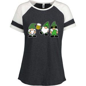 Funny St Patricks Day Drunk Gnomes Enza Ladies Jersey Colorblock Tee