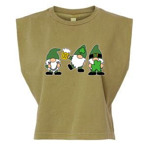 Funny St Patricks Day Drunk Gnomes Garment-Dyed Women's Muscle Tee