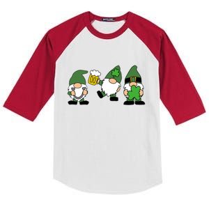 Funny St Patricks Day Drunk Gnomes Kids Colorblock Raglan Jersey